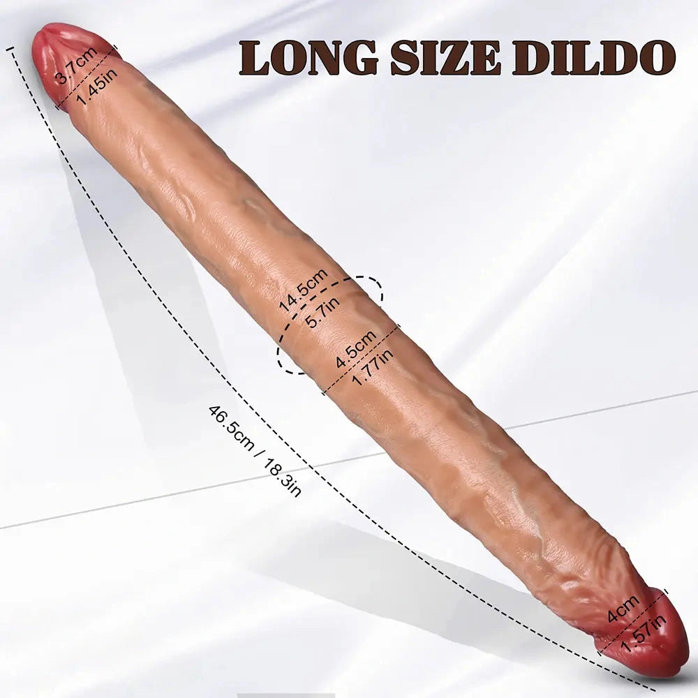 18.3in Dual Sided Dildo Soft Big Silicone Cock For Women And Couples