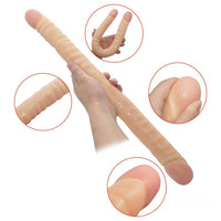 18.5in Double Heads Real Lifelike Skin Long Dildo Sex Toy