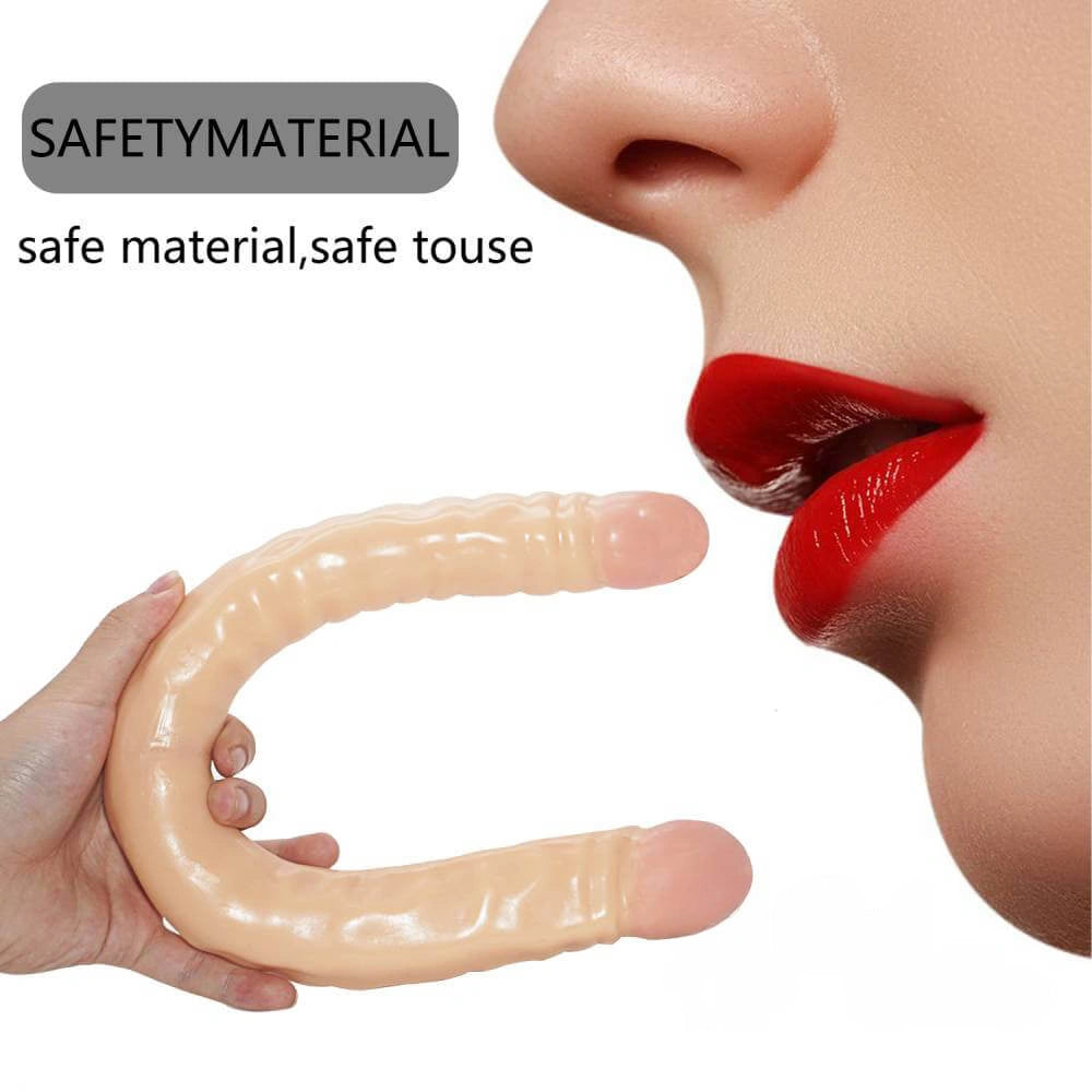 18.5in Double Heads Real Lifelike Skin Long Dildo Sex Toy