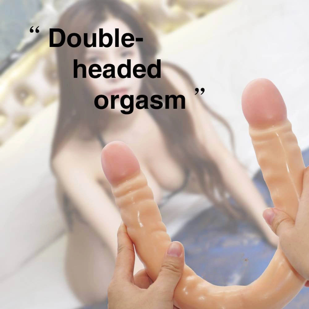 18.5in Double Heads Real Lifelike Skin Long Dildo Sex Toy