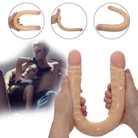 18.5in Double Heads Real Lifelike Skin Long Dildo Sex Toy