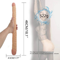 18.5in Double Heads Real Lifelike Skin Long Dildo Sex Toy