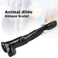 18.5in Extra Big Long Black Dildo Real BDSM Animal Horse Penis Sex Toy