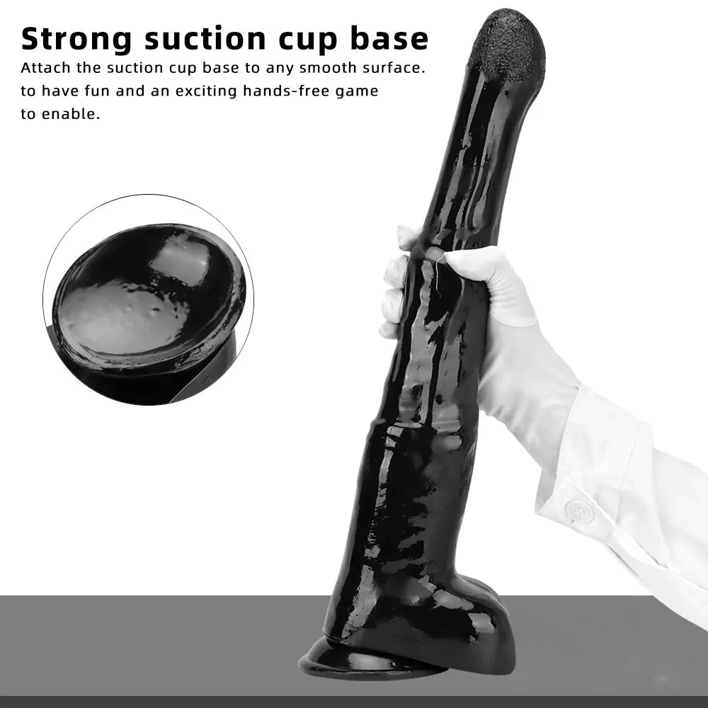 18.5in Extra Big Long Black Dildo Real BDSM Animal Horse Penis Sex Toy