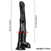 18.5in Extra Big Long Black Dildo Real BDSM Animal Horse Penis Sex Toy