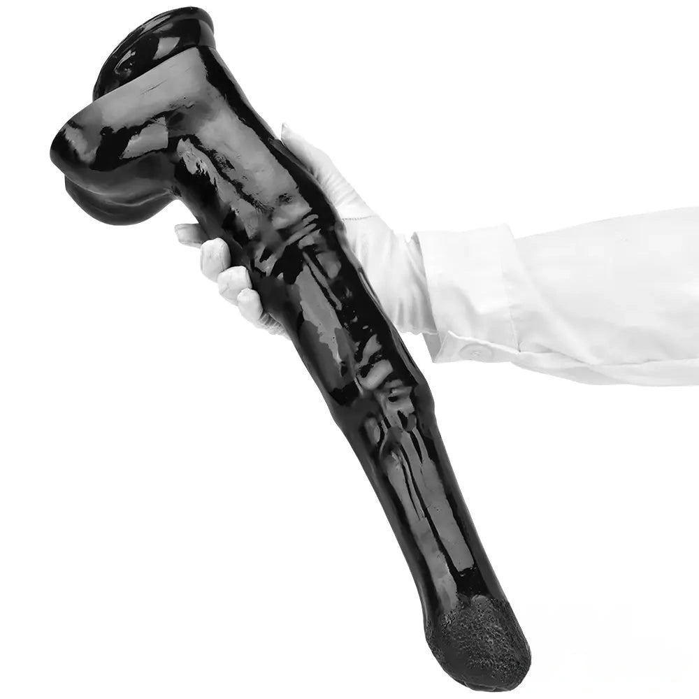 18.5in Extra Big Long Black Dildo Real BDSM Animal Horse Penis Sex Toy