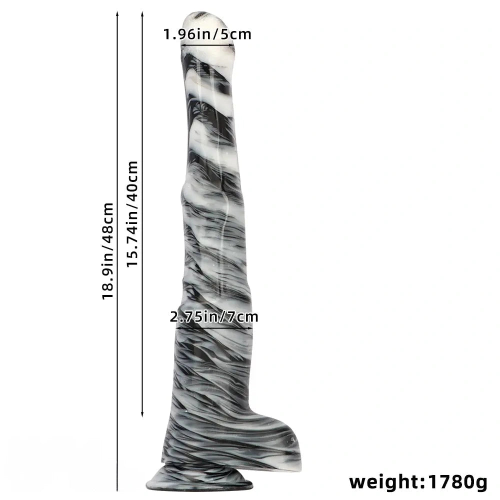18.9in Mixed Color Big Alternative Animal Super Long Horse Penis Dildo