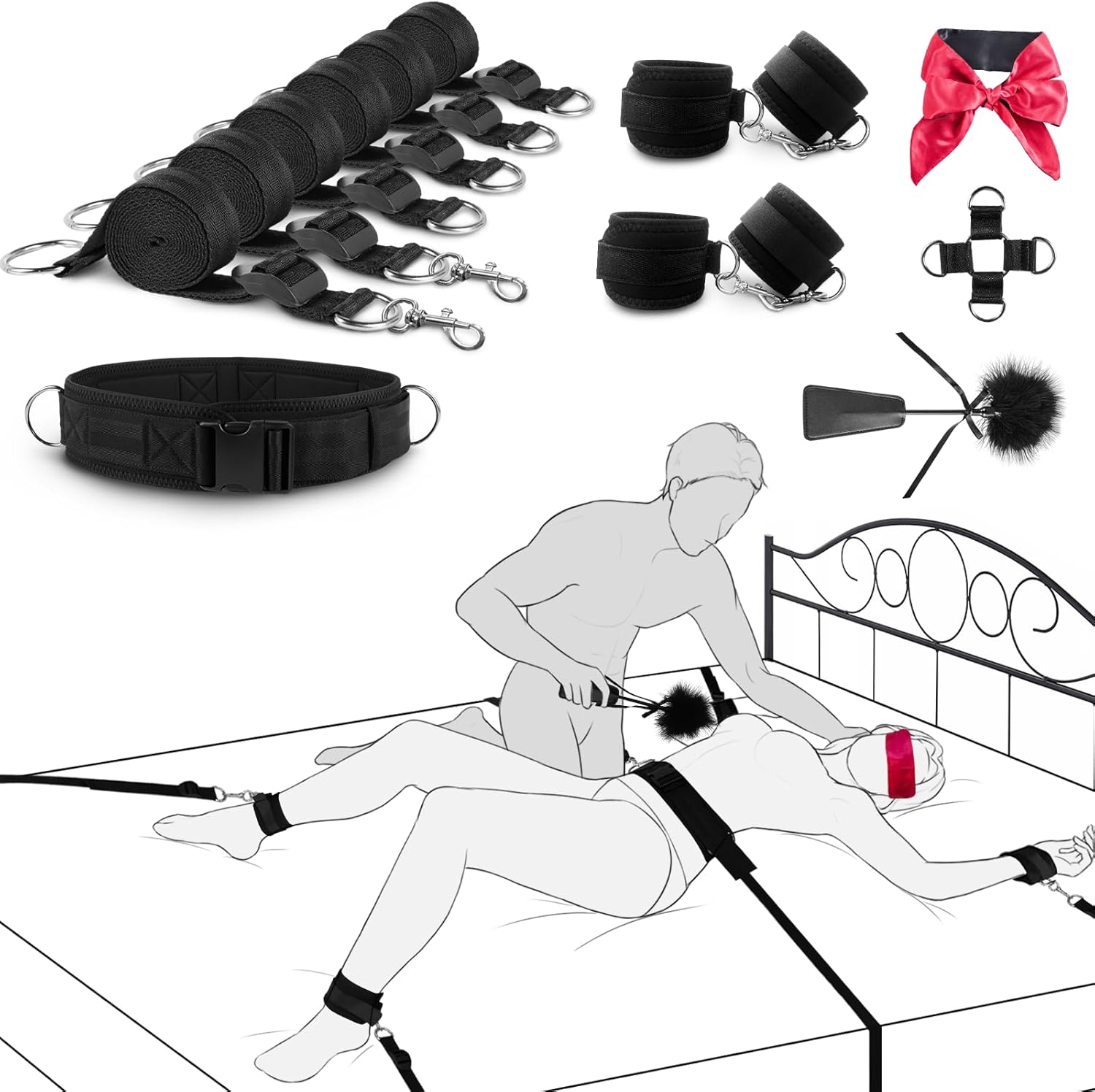 BDSM Bed Restraint Bondage Restraints Set For Couple