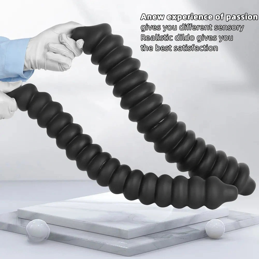 19.68in Silicone Long Large Double Head Threaded Fat Anal Plug Dildo
