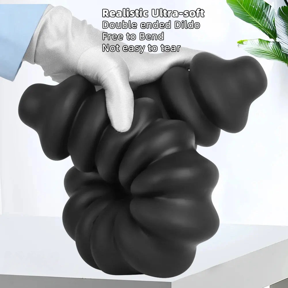 19.68in Silicone Long Large Double Head Threaded Fat Anal Plug Dildo