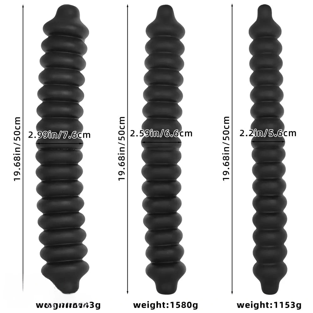 19.68in Silicone Long Large Double Head Threaded Fat Anal Plug Dildo