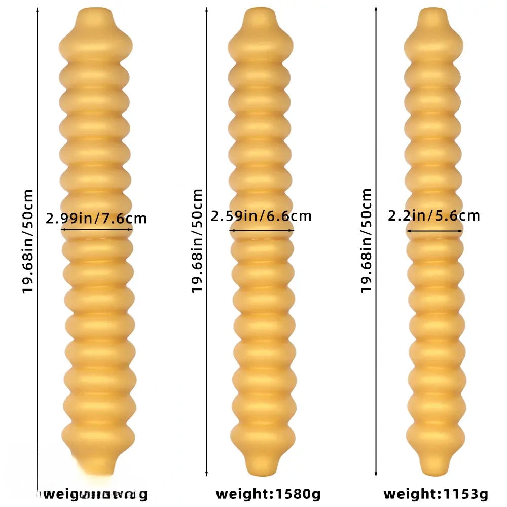 19.68in Silicone Long Large Double Head Threaded Fat Anal Plug Dildo