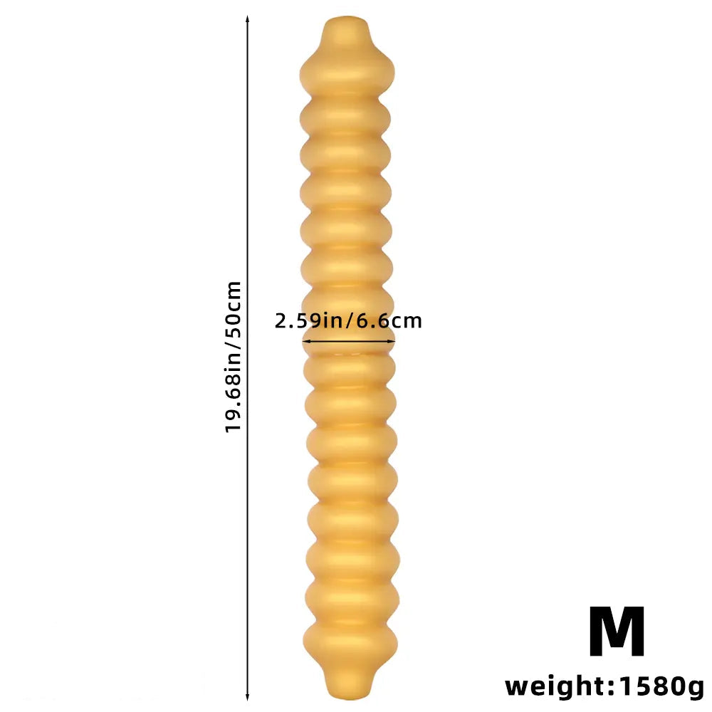 19.68in Silicone Long Large Double Head Threaded Fat Anal Plug Dildo