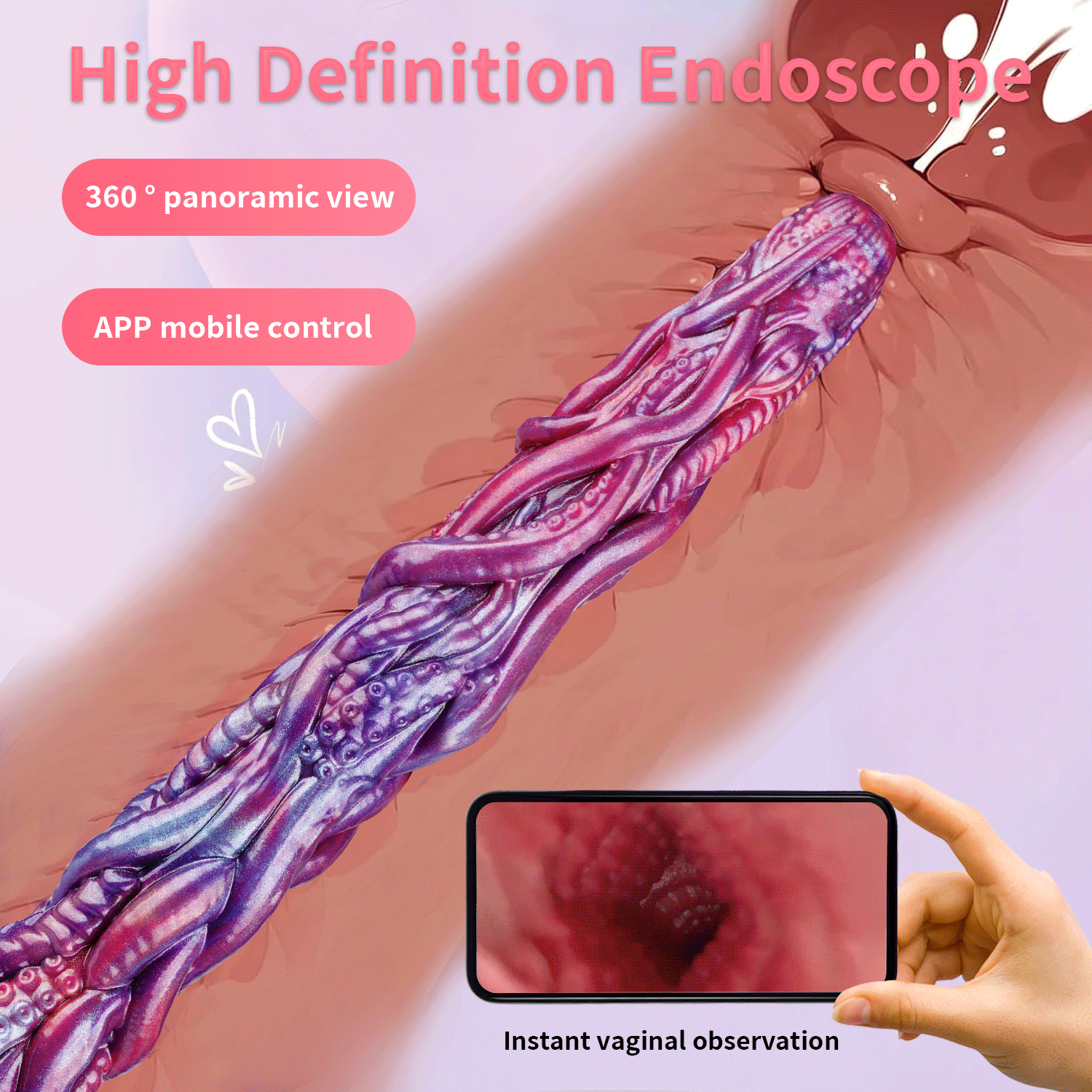 19.88in Huge Long Monster 1080P HD Video Photo Camera Endoscopy Dildo