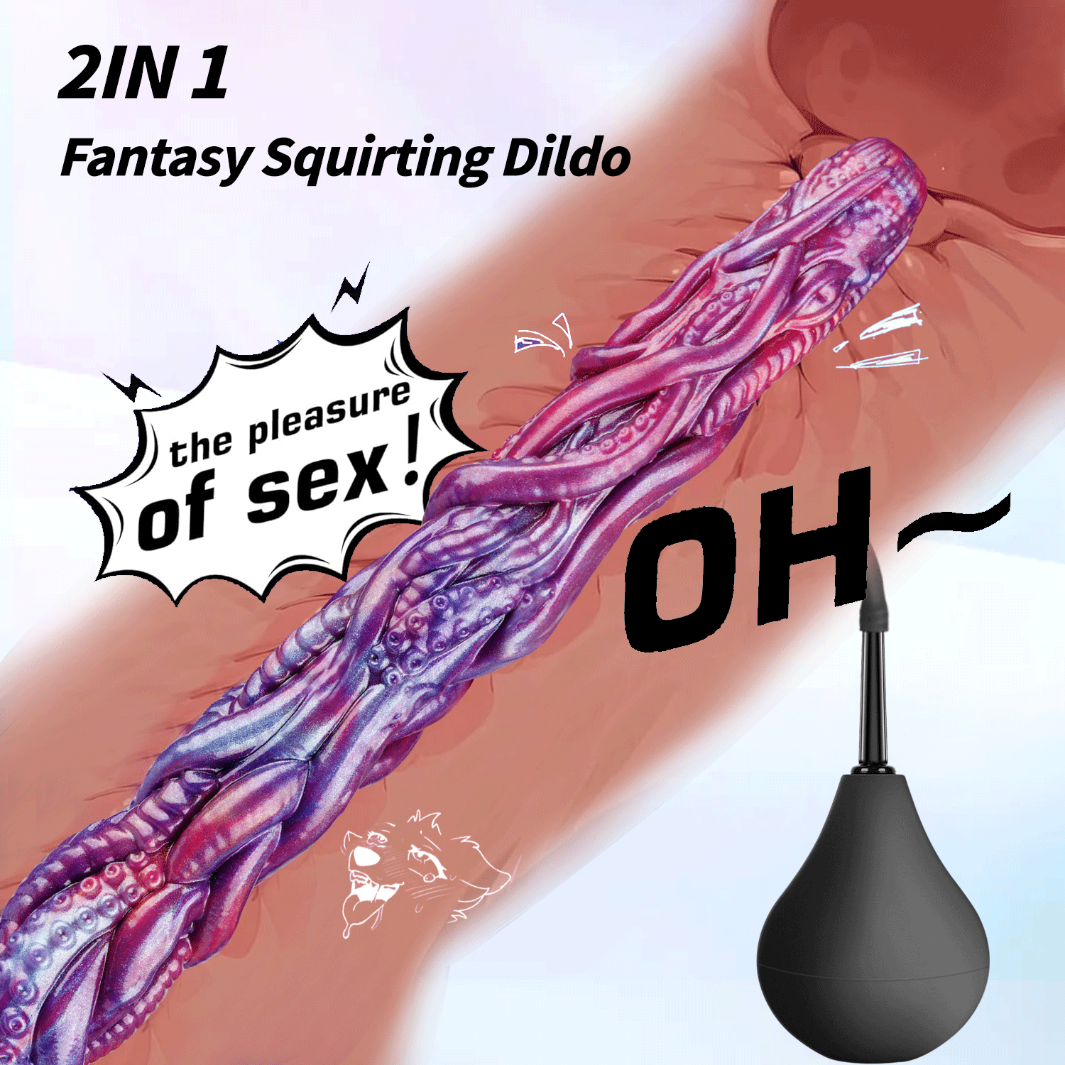 19.88in Huge Long Squirting Tentacle Monster Silicone Fantasy Dildo
