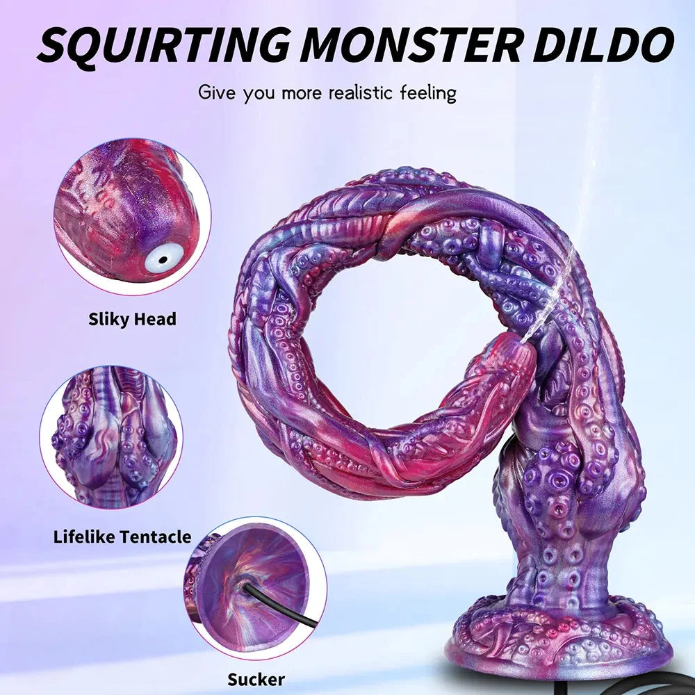 19.88in Huge Long Squirting Tentacle Monster Silicone Fantasy Dildo