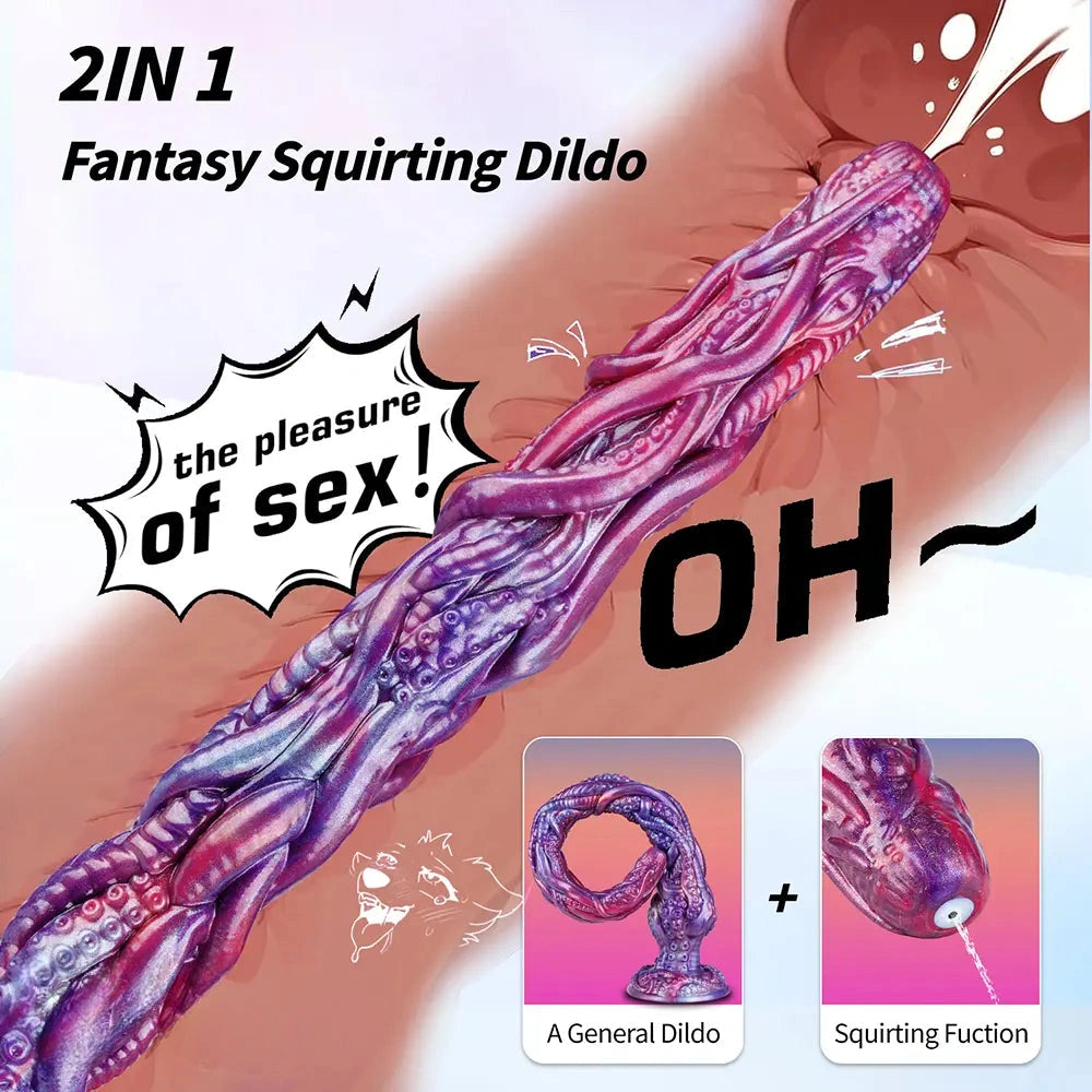 19.88in Huge Long Squirting Tentacle Monster Silicone Fantasy Dildo