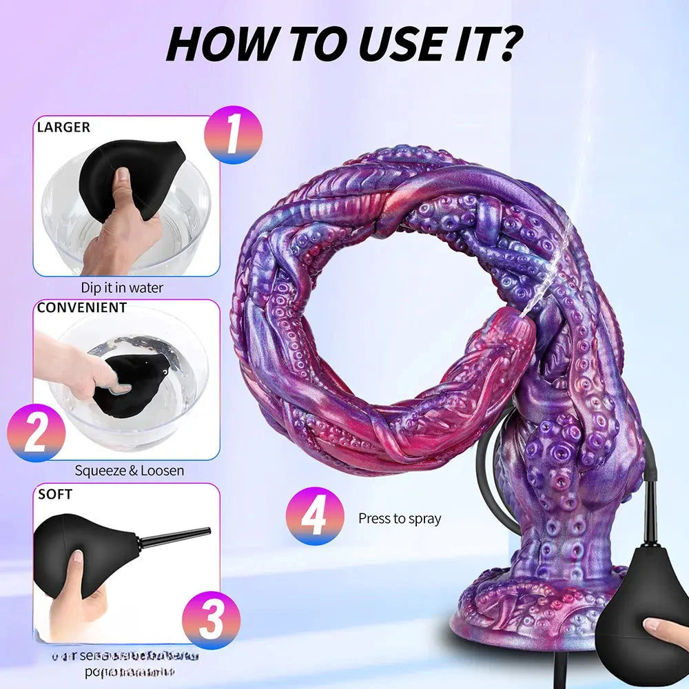 19.88in Huge Long Squirting Tentacle Monster Silicone Fantasy Dildo
