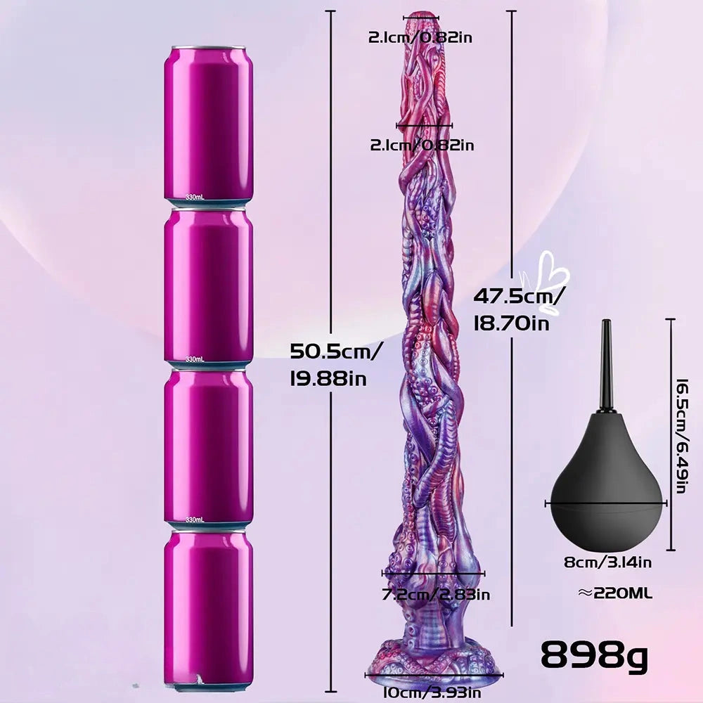 19.88in Huge Long Squirting Tentacle Monster Silicone Fantasy Dildo
