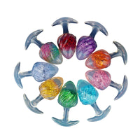 Aurora Ice Cream Spiral Textured Crystal Anal Plug with T-Bar Base