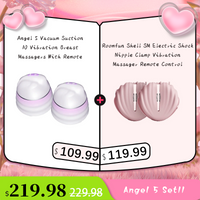 Angel 5 Vacuum Suction 10 Vibration Breast Massagers With Remote (A Pair)