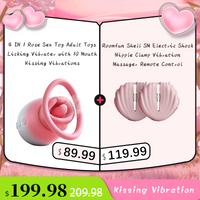 4 IN 1 Rose Sex Toy Adult Toys Licking Vibrater with 10 Mouth Kissing Vibrations