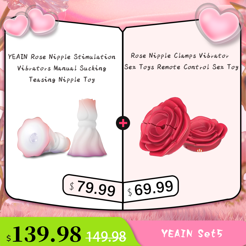 YEAIN Rose Nipple Stimulation Vibrators Manual Sucking Teasing Nipple Toy (A Pair)
