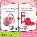 4 IN 1 Rose Sex Toy Adult Toys Licking Vibrater with 10 Mouth Kissing Vibrations