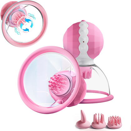 Nipple Rotation Vibrator Breast Suckers Massager for Women (A Pair)