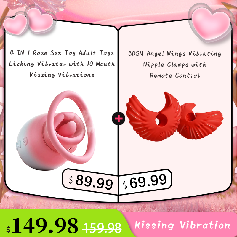 4 IN 1 Rose Sex Toy Adult Toys Licking Vibrater with 10 Mouth Kissing Vibrations