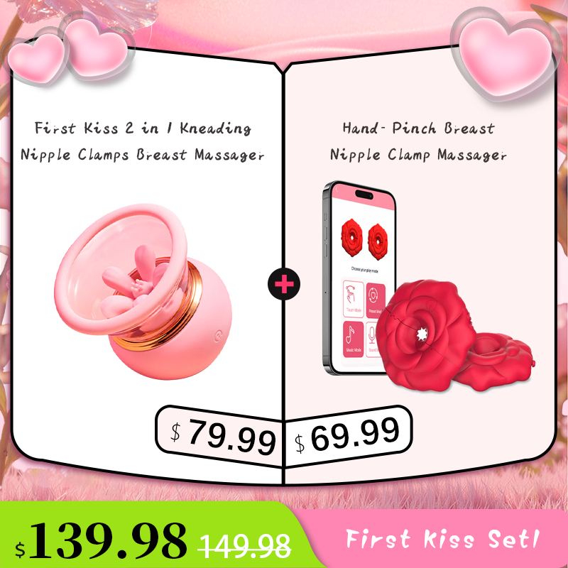 MizzZee Rose 9 Vibrations Nipple Clamps with Chain Necklace