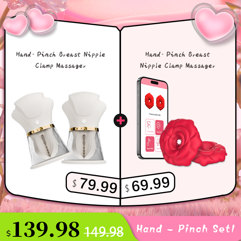 MizzZee Rose 9 Vibrations Nipple Clamps with Chain Necklace