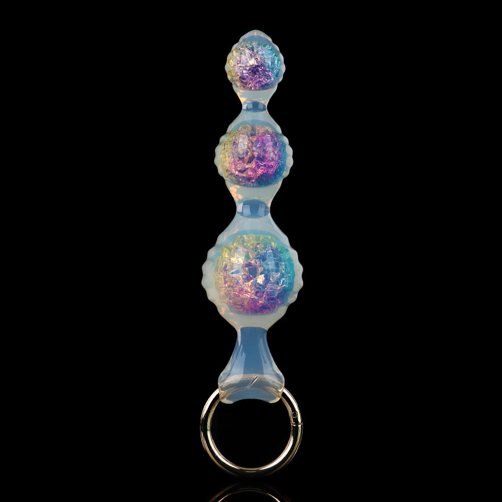 Aurora Ripple Textured Graduated Anal Bead Plug with Metal Pull Ring