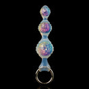 Aurora Ripple Textured Graduated Anal Bead Plug with Metal Pull Ring
