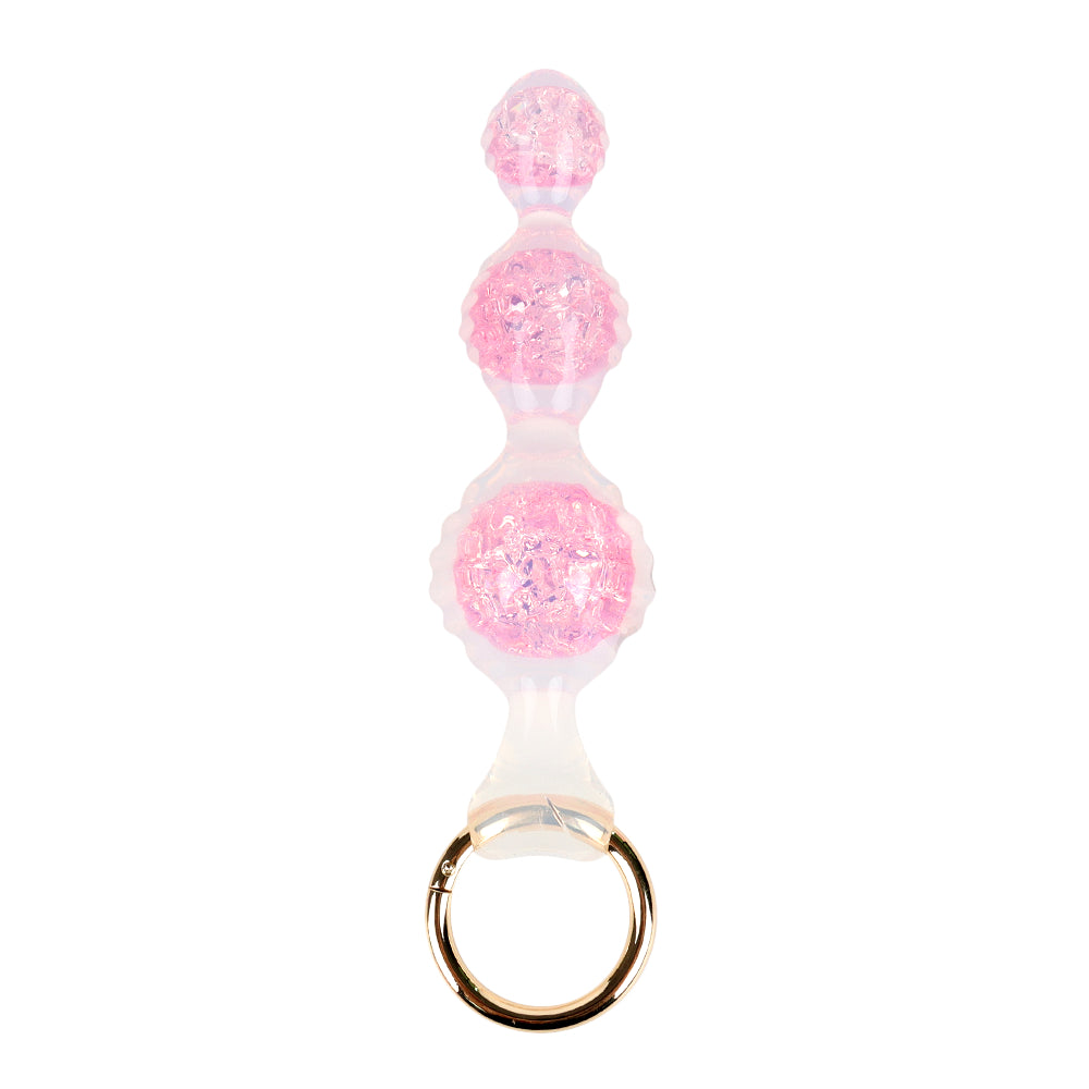 Aurora Ripple Textured Graduated Anal Bead Plug with Metal Pull Ring