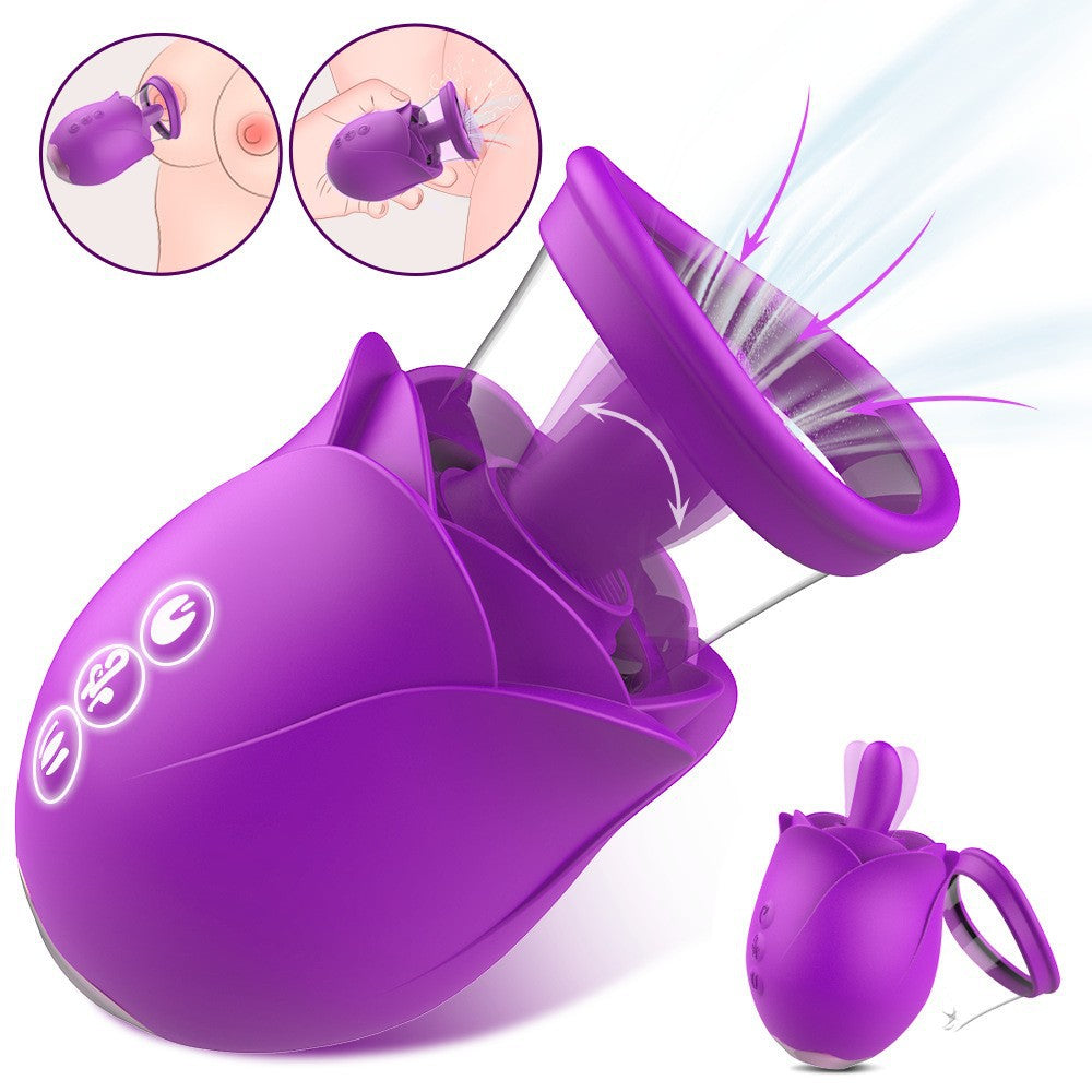 Vortex - Purple Rose Sucking Licking Vibrator With Detachable Cup