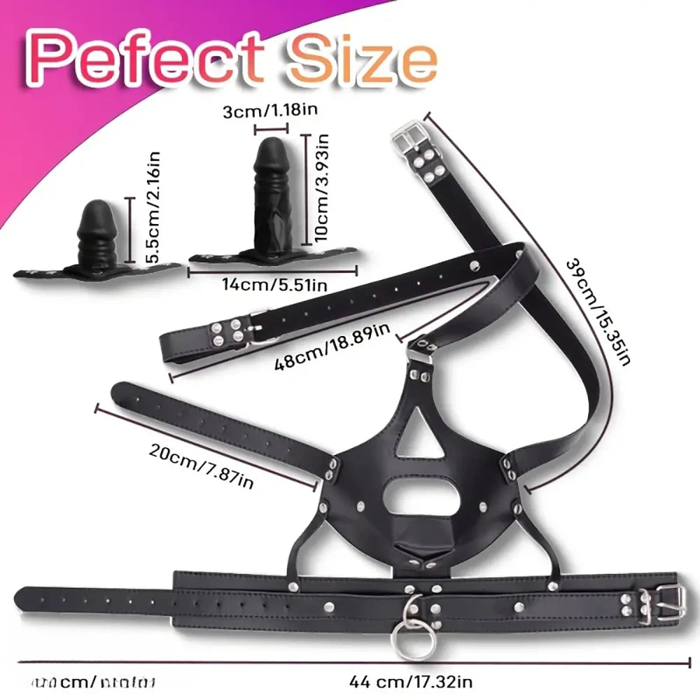 2.26in 3.93in Head-mounted Mouth Gag Face Dildo SM Adult Toy For Bondage
