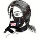 2.36in Mouth Gag Dildo Adjustable Faux Leather Head Cover Gag Muzzle Dildo