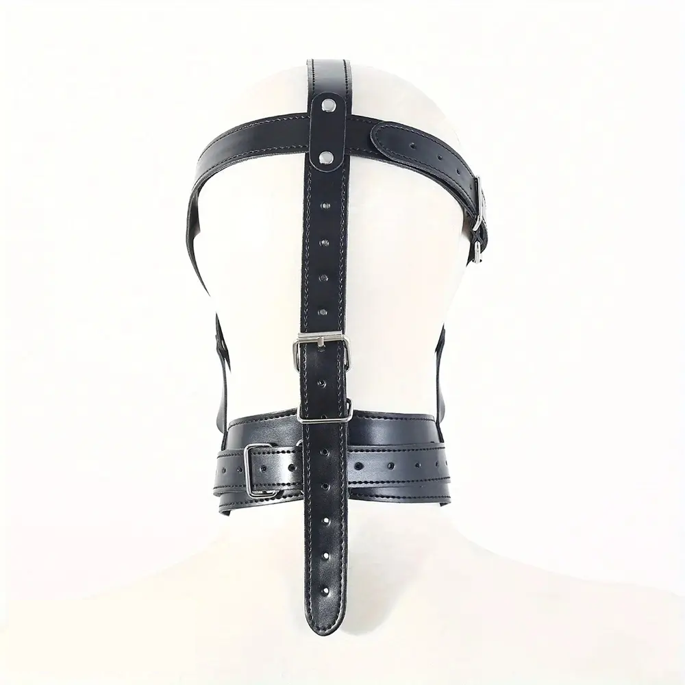 2.36in Mouth Gag Dildo Adjustable Faux Leather Head Cover Gag Muzzle Dildo