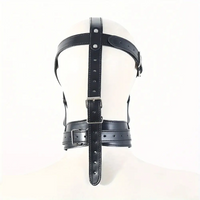 2.36in Mouth Gag Dildo Adjustable Faux Leather Head Cover Gag Muzzle Dildo