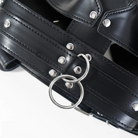 2.36in Mouth Gag Dildo Adjustable Faux Leather Head Cover Gag Muzzle Dildo