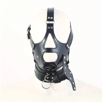 2.36in Mouth Gag Dildo Adjustable Faux Leather Head Cover Gag Muzzle Dildo