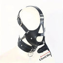 2.36in Mouth Gag Dildo Adjustable Faux Leather Head Cover Gag Muzzle Dildo