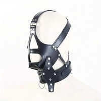 2.36in Mouth Gag Dildo Adjustable Faux Leather Head Cover Gag Muzzle Dildo
