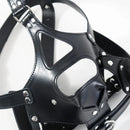 2.36in Mouth Gag Dildo Adjustable Faux Leather Head Cover Gag Muzzle Dildo