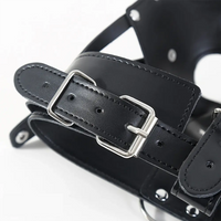 2.36in Mouth Gag Dildo Adjustable Faux Leather Head Cover Gag Muzzle Dildo