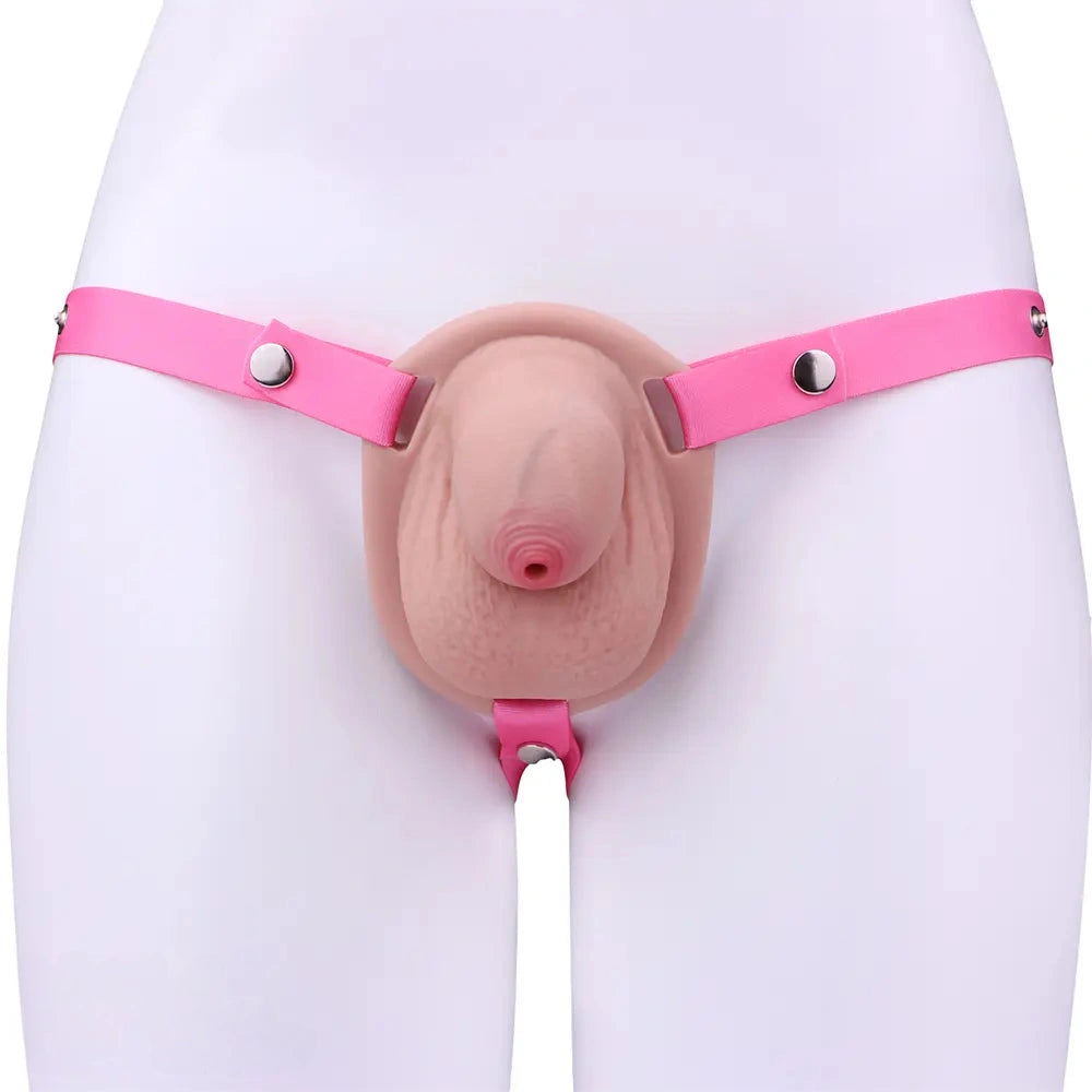 2.36in Silicone Soft Small Cock Cage Strap on Chastity Dildo With Lock