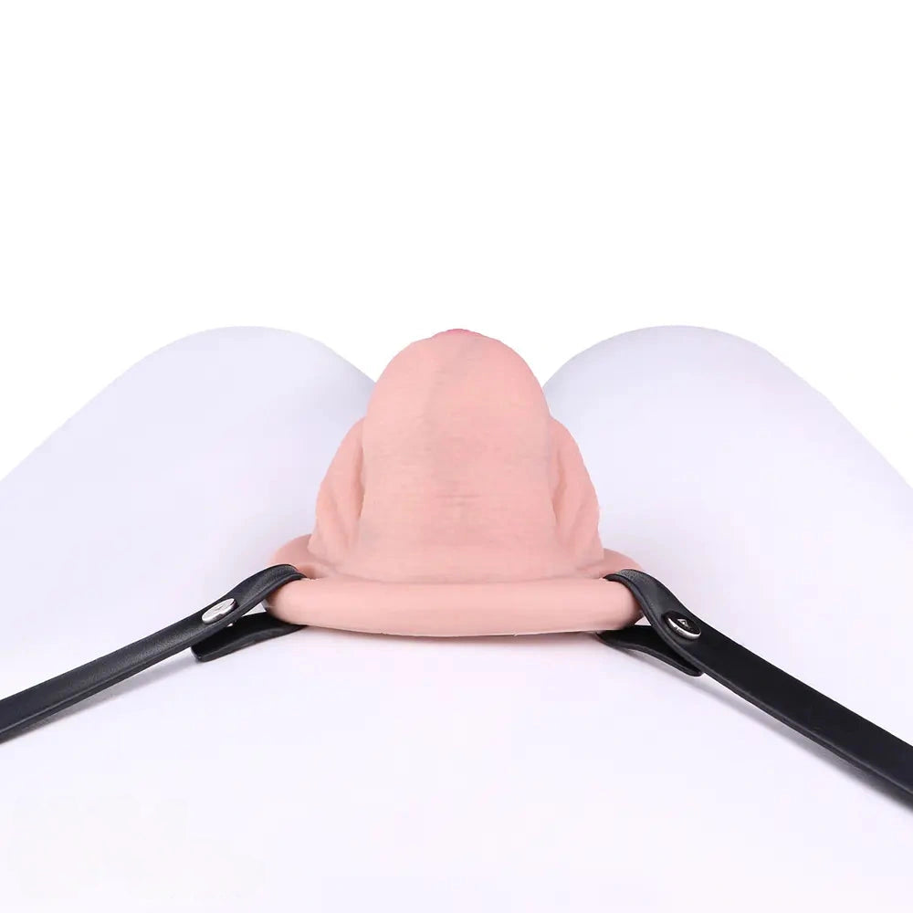 2.36in Silicone Soft Small Cock Cage Strap on Chastity Dildo With Lock