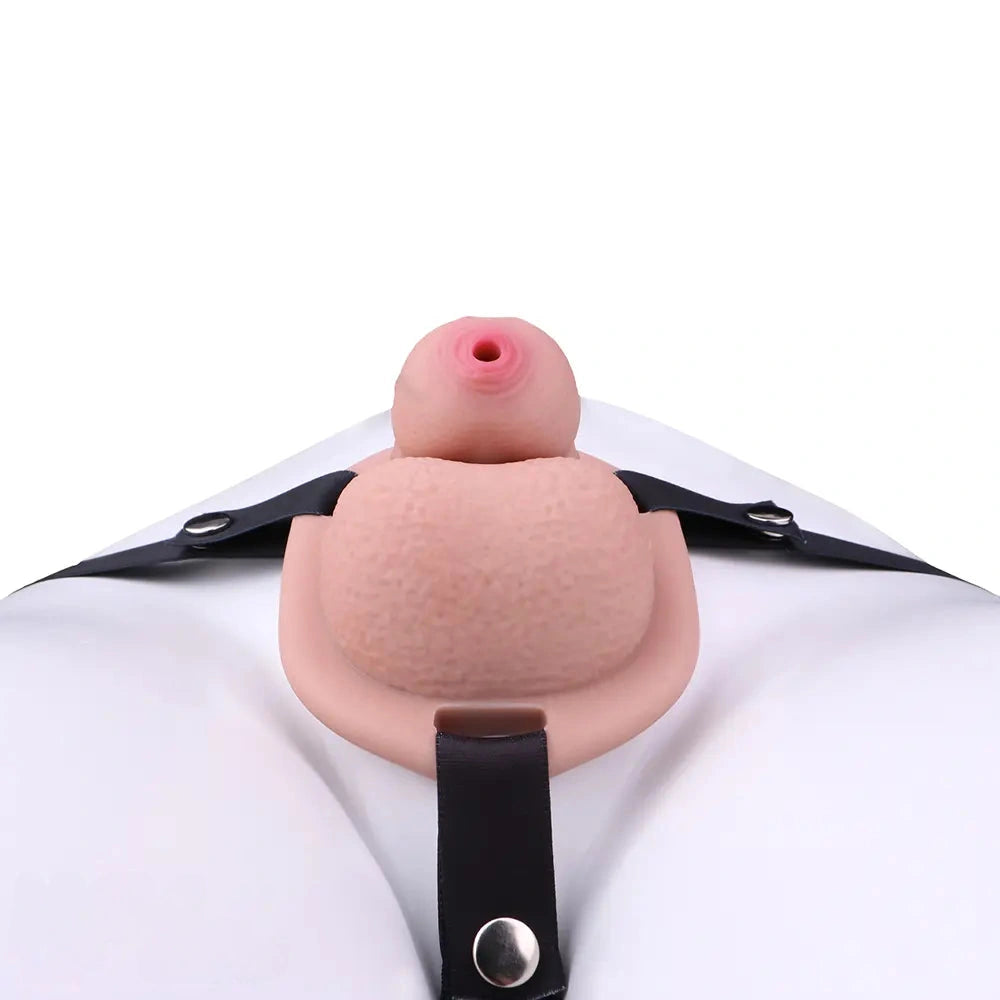 2.36in Silicone Soft Small Cock Cage Strap on Chastity Dildo With Lock