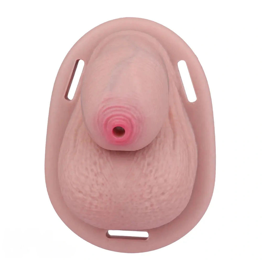 2.36in Silicone Soft Small Cock Cage Strap on Chastity Dildo With Lock